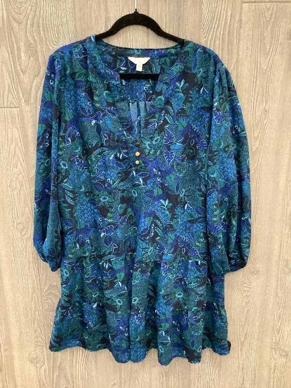 Blue Dress Casual Midi Time And Tru, Size Xl