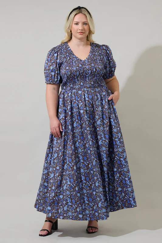 Bruceton Floral Brenty Smocked Midi Dress Curve