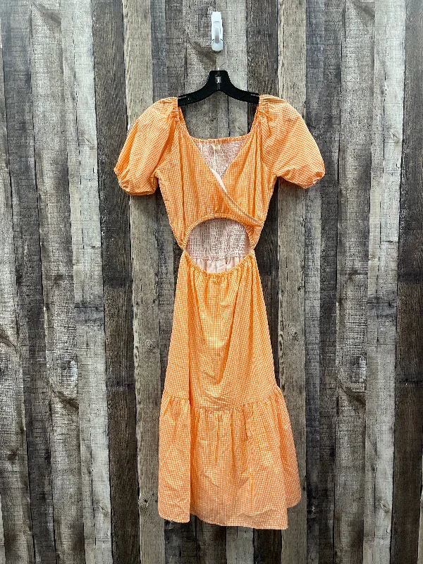 Orange Dress Casual Midi Cme, Size Xs