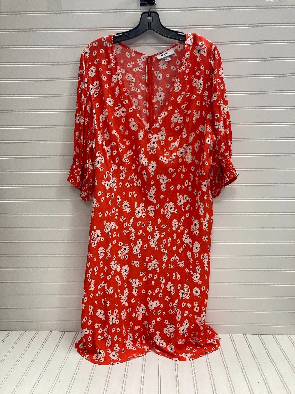 Orange & White Dress Casual Midi Rixo, Size 20