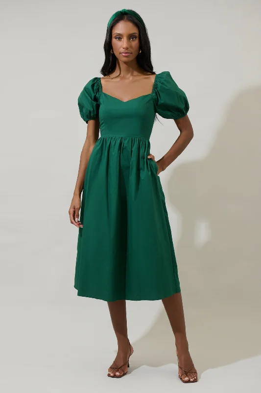 Sun City Alessi Puff Sleeve Midi Dress