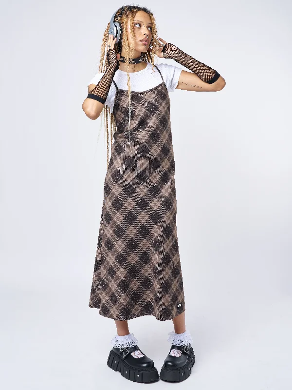 Delia Brown Plaid Maxi Dress