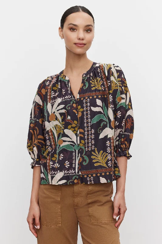 BETTY PRINTED SILK COTTON VOILE TOP