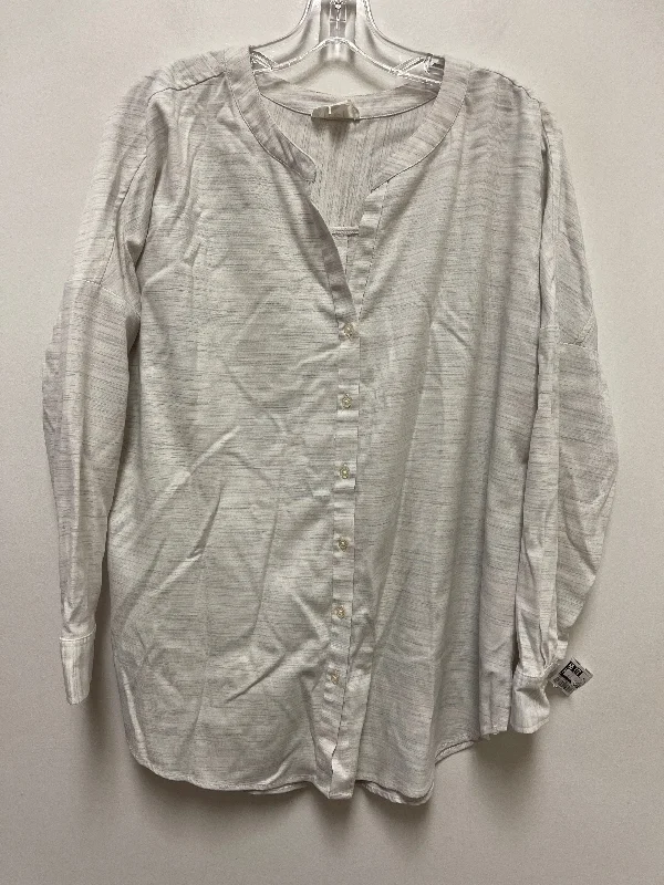 Blouse Long Sleeve By Loft In Grey, Size: M