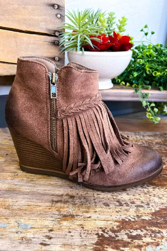 Beautiful Fringe Booties - Taupe