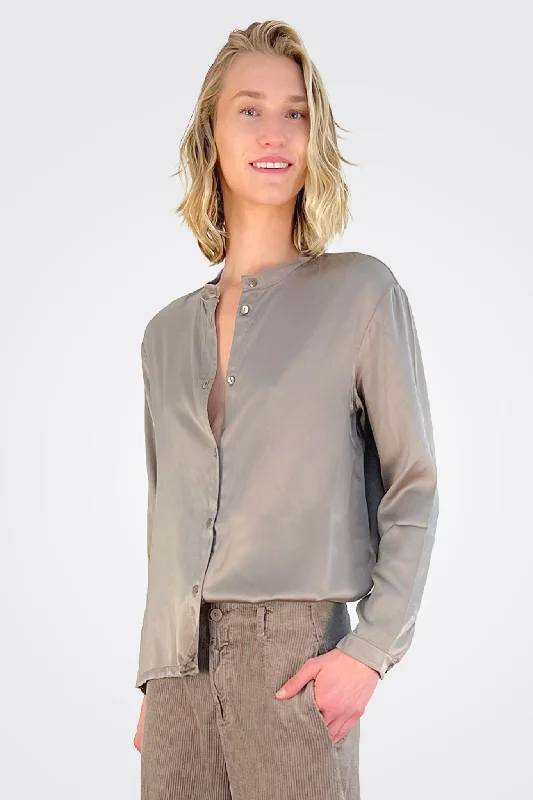 Button Down Tie Shirt - Taupe