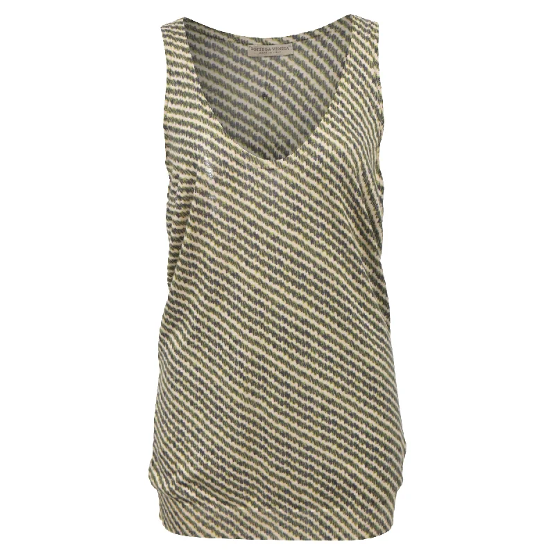 Bottega Veneta Stripe Printed Tank Top in Multicolor Silk