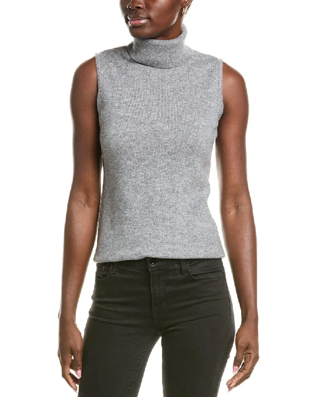 Forte Cashmere Sleeveless Turtleneck Cashmere Sweater