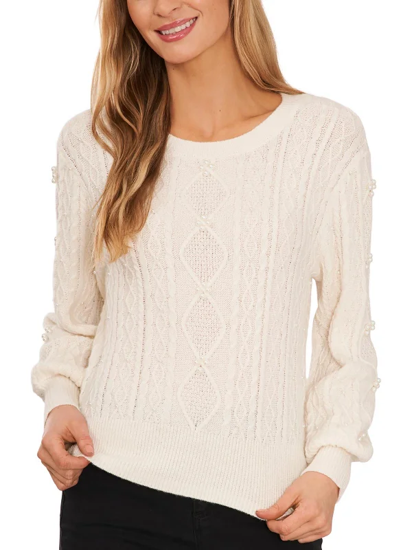 Womens Pears Crochet Pullover Sweater