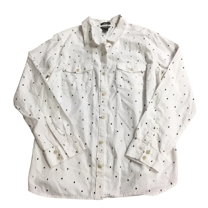 Top Long Sleeve By Eddie Bauer In White, Size: L