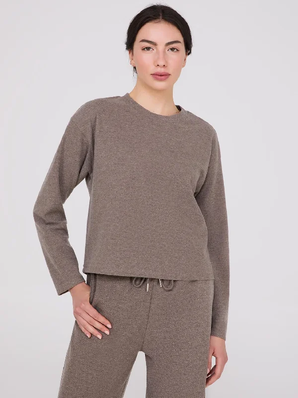 Melange Brushed Ribbed Loose Sweatshirt