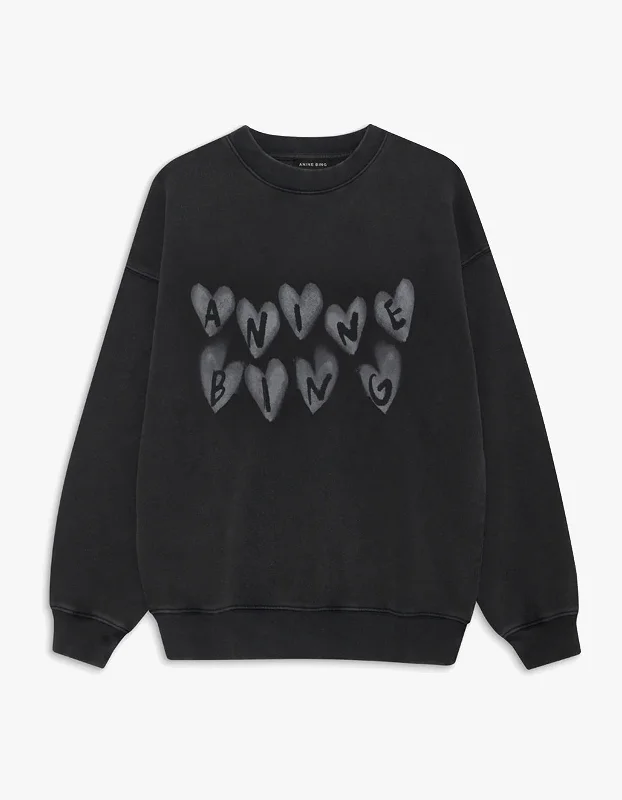 Spencer Sweatshirt Hearts - Washed Black