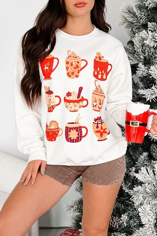 Cup Of Happiness Holiday Graphic Sweatshirt (Cream)